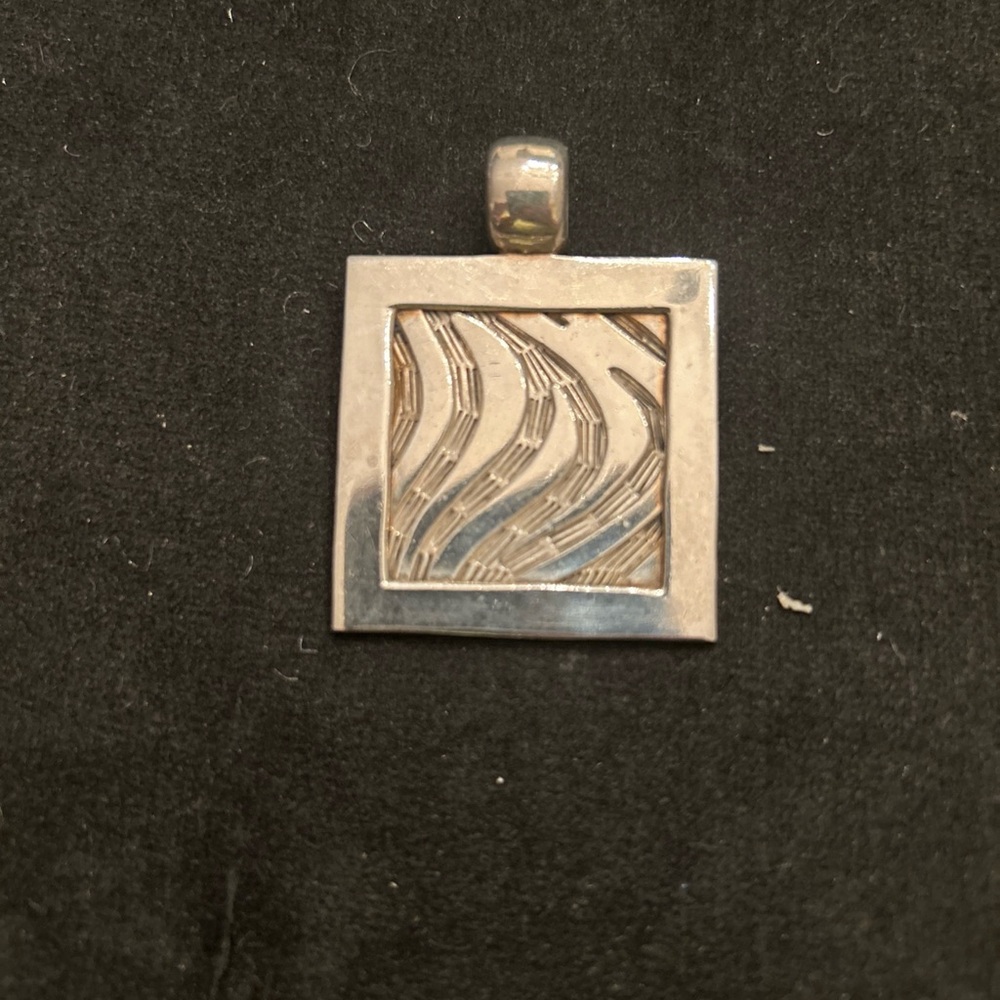 Silpada Silver Square Pendant with Wave Design